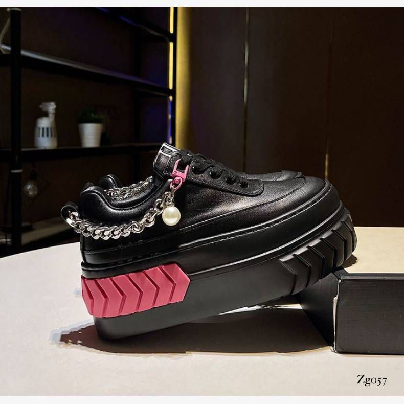 Tenis negro detalle rosado cadena plataforma 5cm TN05# C-1